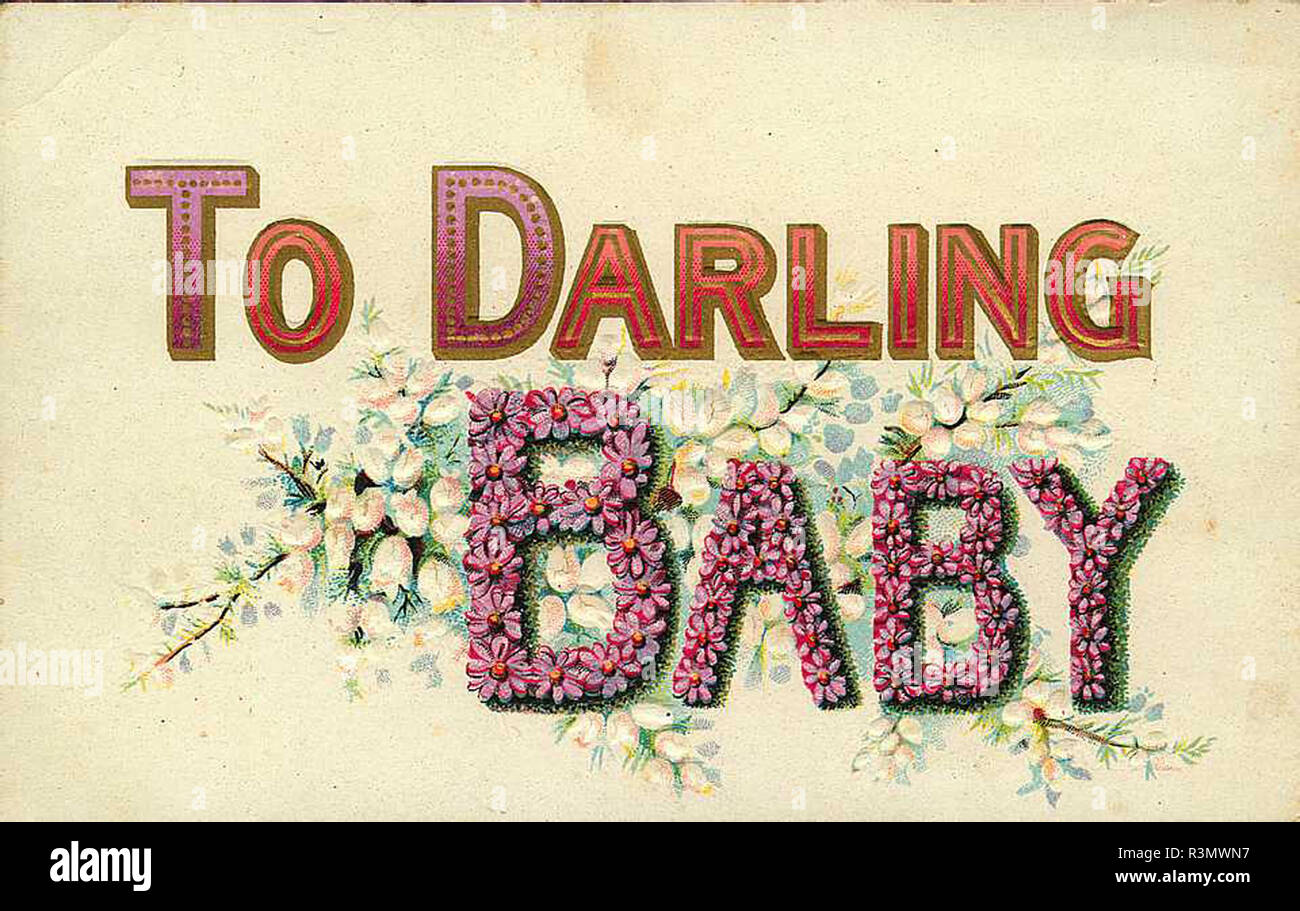 Per Darling Baby testo vecchia cartolina design o il biglietto di auguri arte tipografica Foto Stock