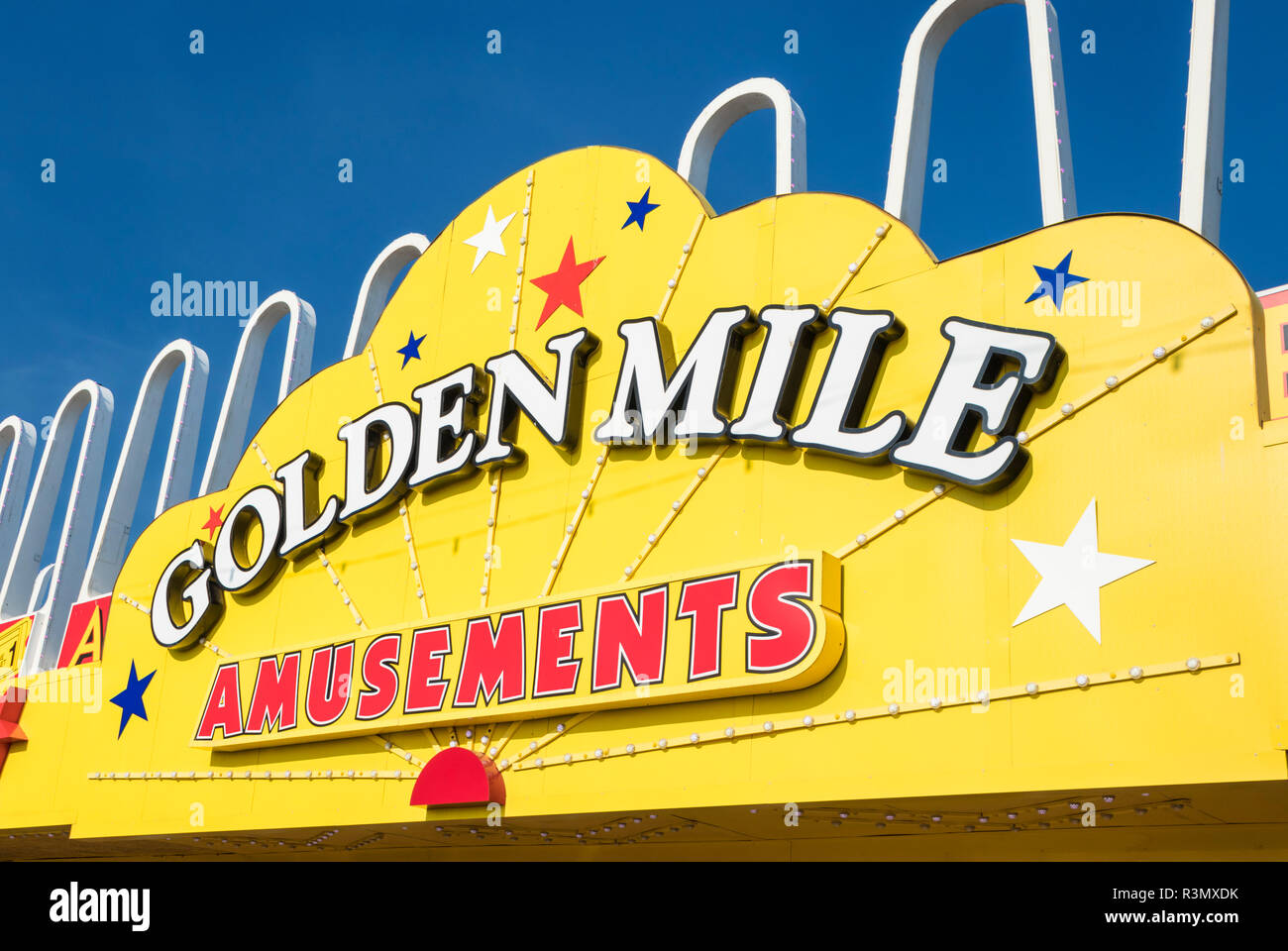 Blackpool Golden Mile divertimenti sala giochi sul lungomare Promenade Blackpool Lancashire Inghilterra GB UK Europa Foto Stock