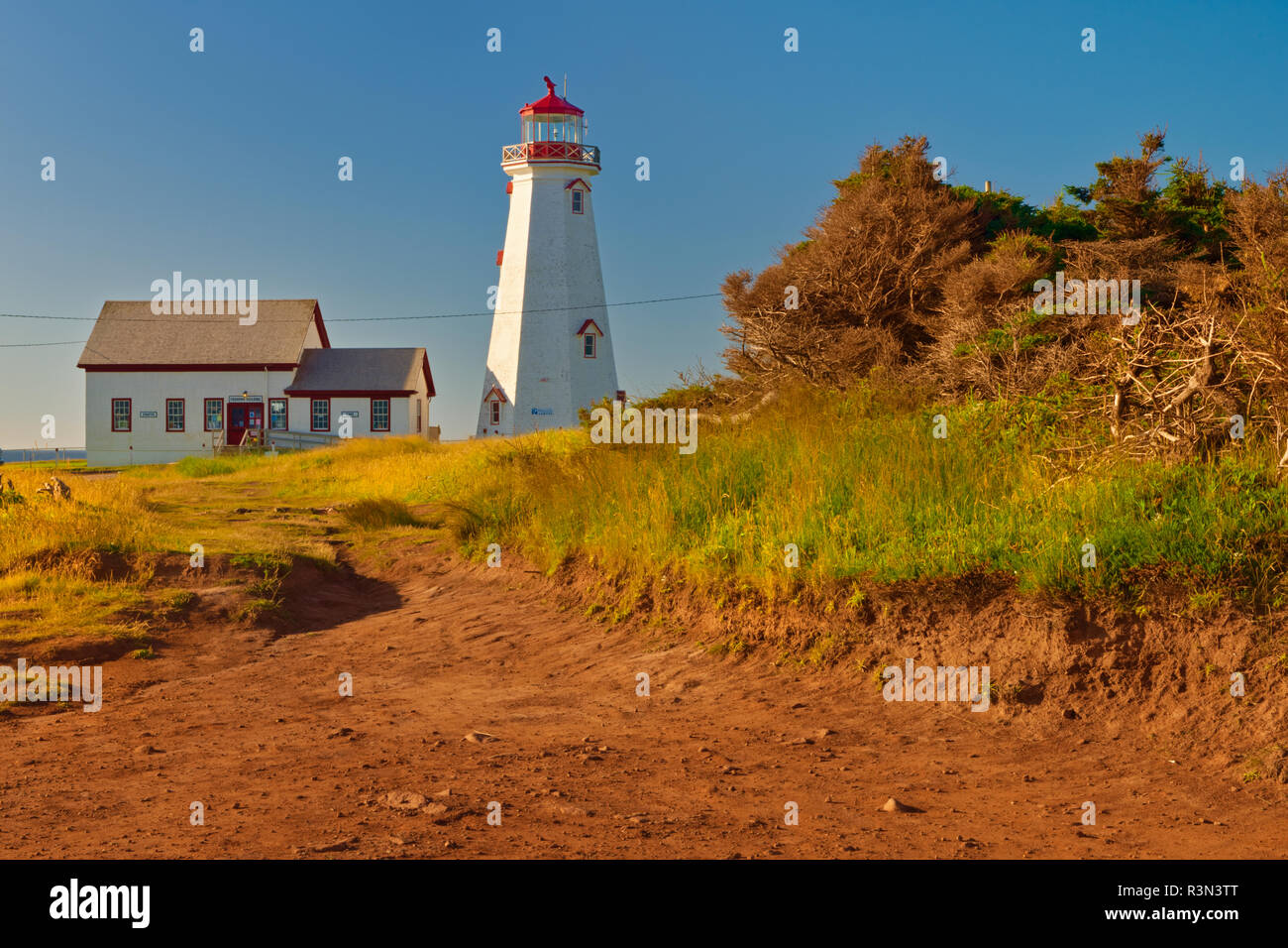 Canada, Prince Edward Island, East Point. East Point Lighthouse e casa. Foto Stock