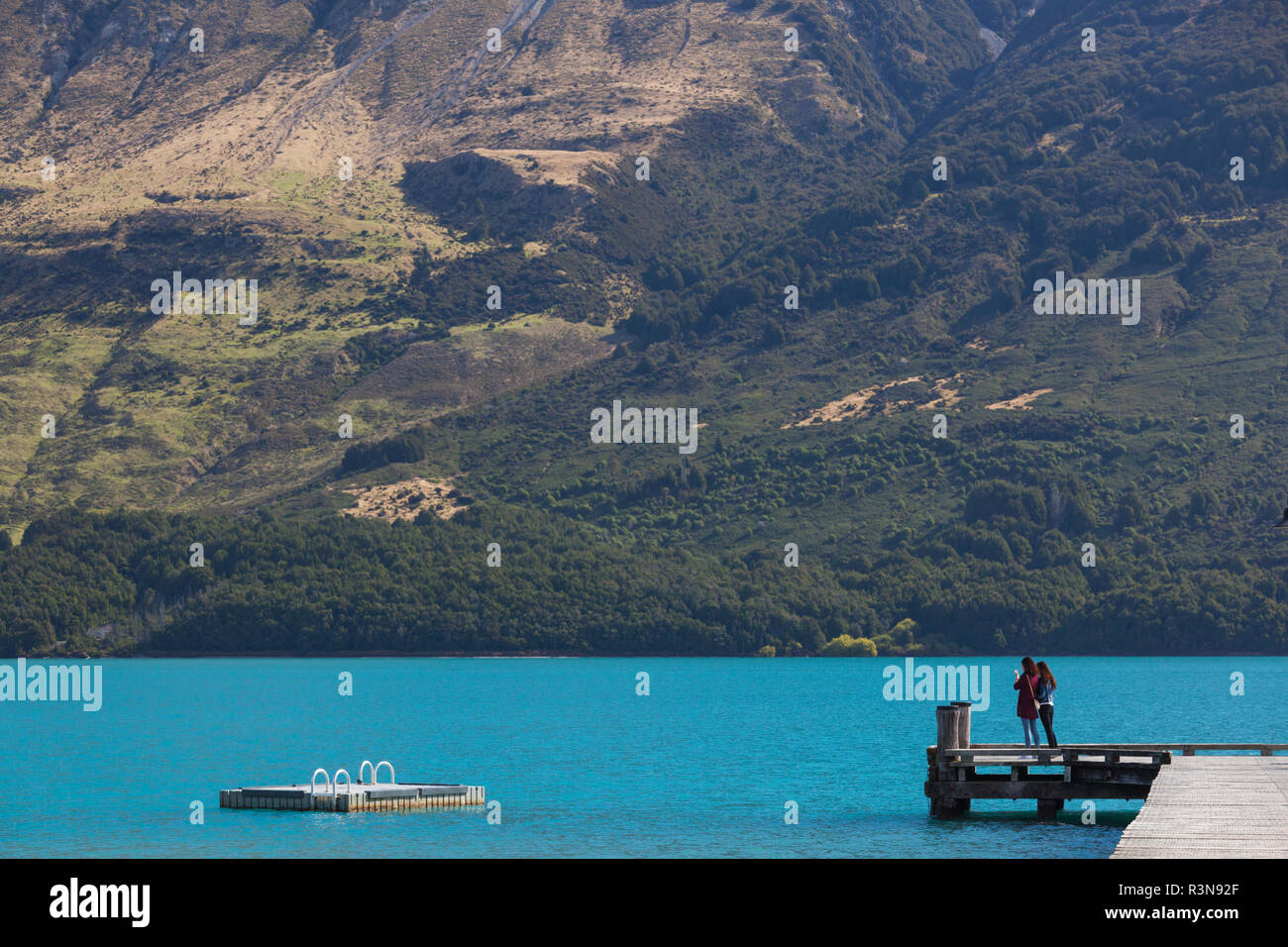 Nuova Zelanda, Isola del Sud, Otago, Glenorchy, sul lago Wakatipu e Glenorchy Pier Foto Stock