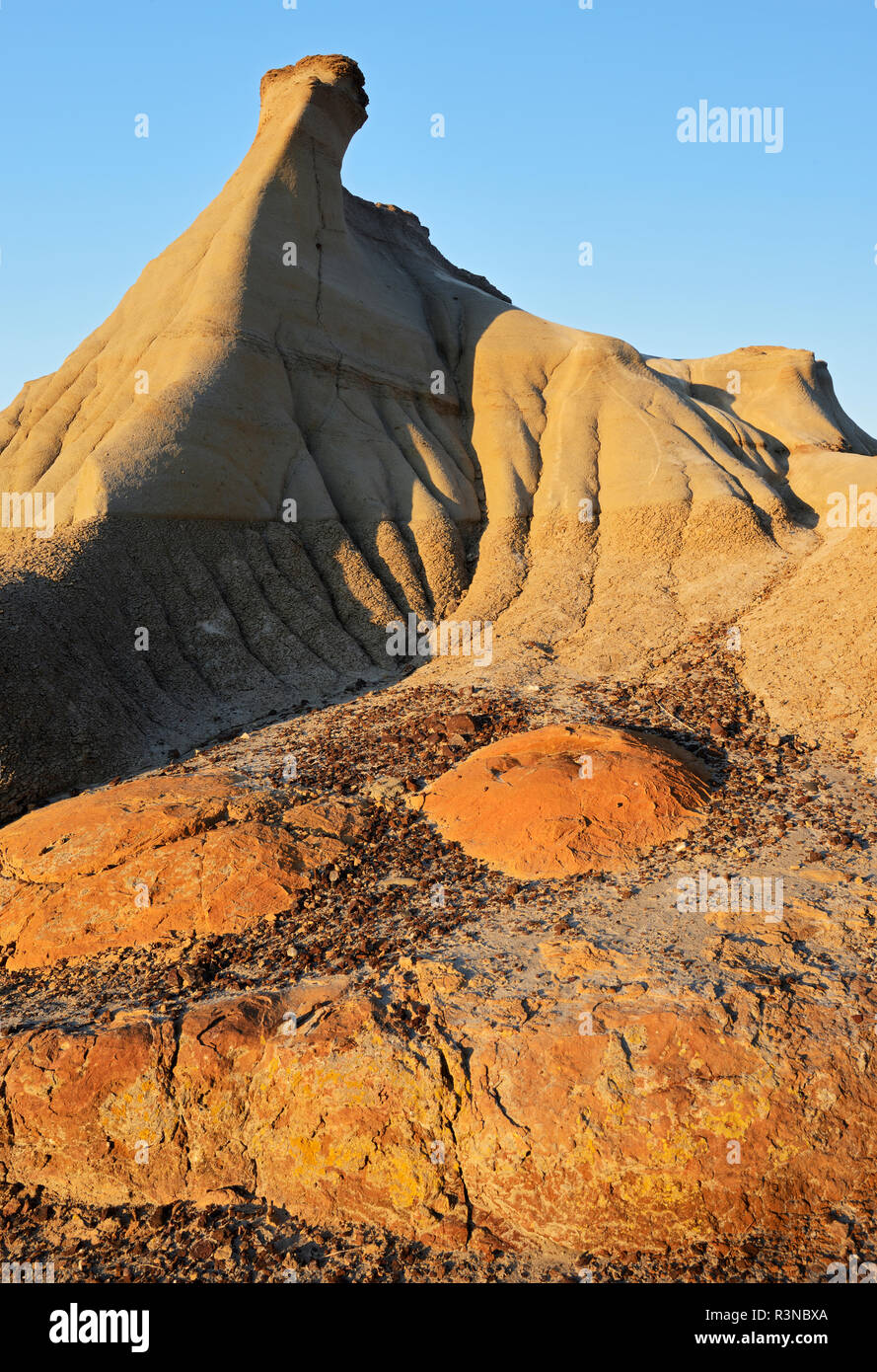 Canada, Alberta, Parco provinciale dei dinosauri. Formazioni Badland a sunrise. Foto Stock