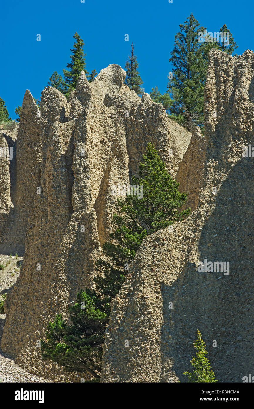 Canada, British Columbia. Hoodoos aride in Badlands. Foto Stock