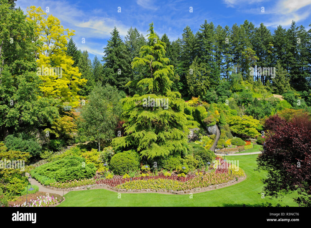 Canada, British Columbia, Victoria. Butchart Gardens paesaggio. Foto Stock