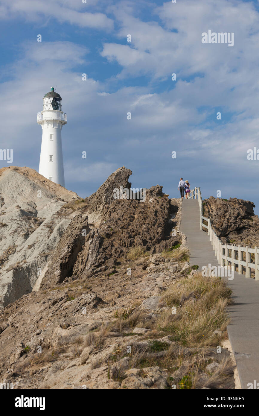 Nuova Zelanda, Isola del nord, Castlepoint. Faro Castlepoint Foto Stock