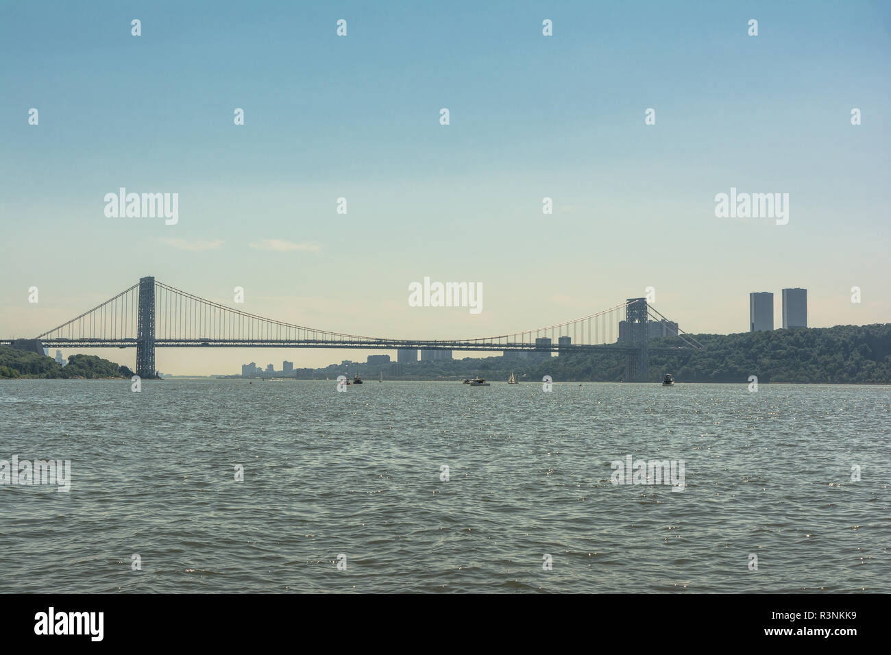 George Washington Bridge sul fiume Hudson, Manhattan NYC Foto Stock