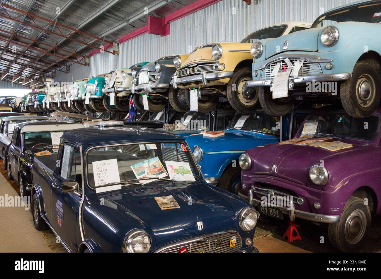 Nuova Zelanda, Hawkes Bay, Te Awanga. British Car Museum, la più grande collezione di automobili inglesi in Nuova Zelanda Foto Stock