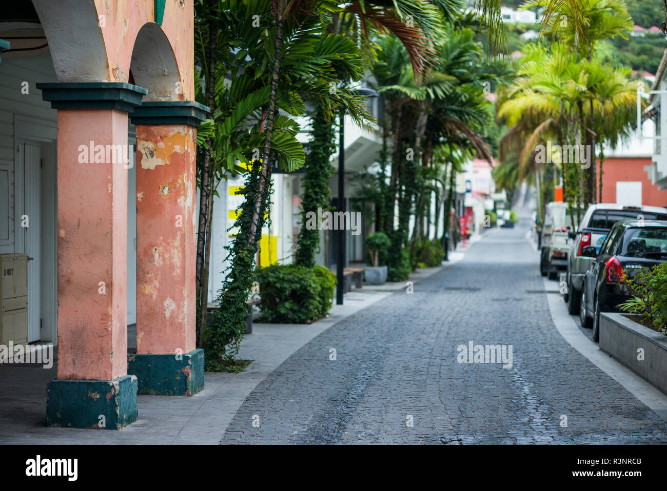 Le Indie occidentali francesi, St-Barthelemy. Gustavia, quartiere dello shopping Foto Stock