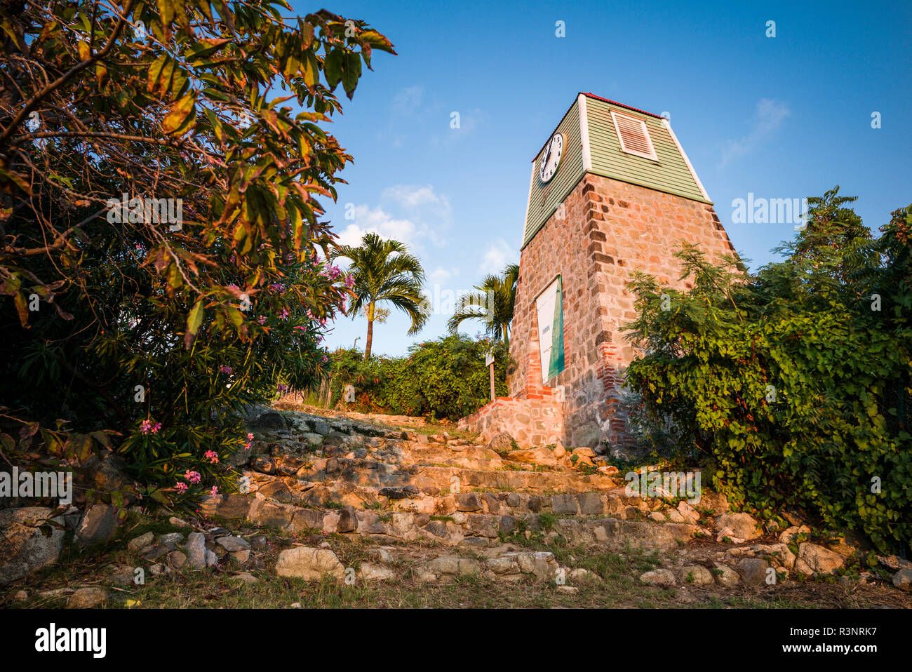 Le Indie occidentali francesi, St-Barthelemy. Gustavia, storico Campanile svedese Foto Stock