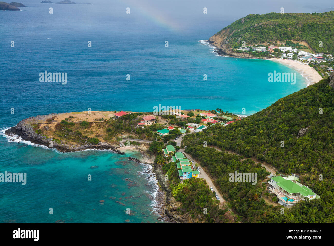 Le Indie occidentali francesi, St-Barthelemy. Anse des Flamands, Anse des Flamands bay Foto Stock