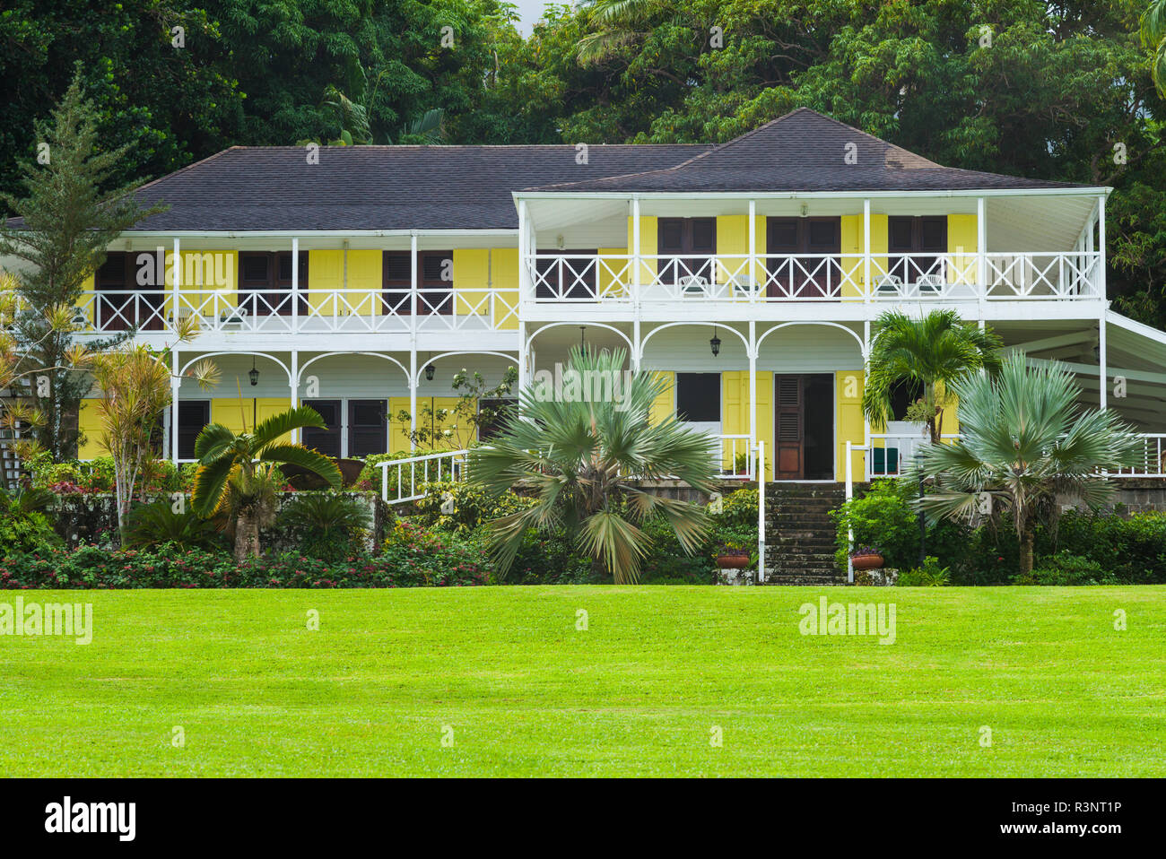 Saint Kitts e Nevis, Saint Kitts. La Ottley Plantation Inn, vecchia piantagione di zucchero ora un hotel Foto Stock