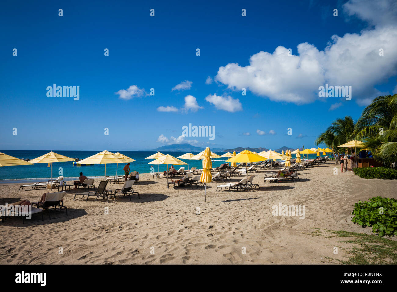 Saint Kitts e Nevis, Nevis. Pinney's Beach Foto Stock