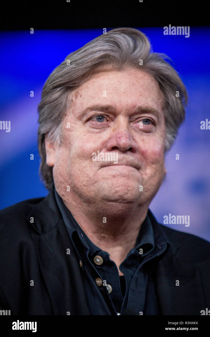 Steve Bannon al CPAC, conservatori azione politica conferenza indietro quando egli era Casa Bianca capo stratega Foto Stock