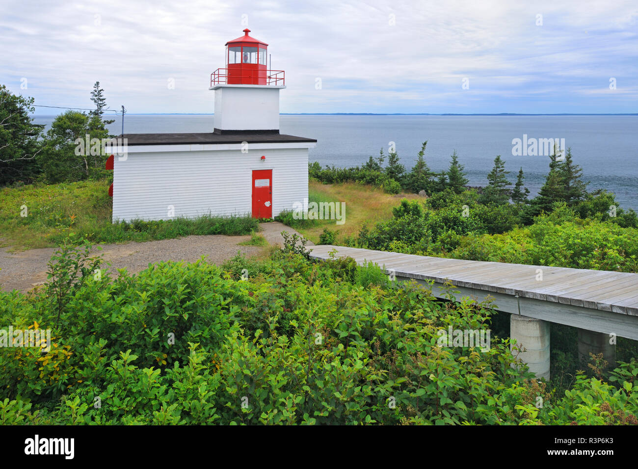 Canada, New Brunswick, Grand Manan Island. Lunga Eddy Point Lighthouse. Foto Stock