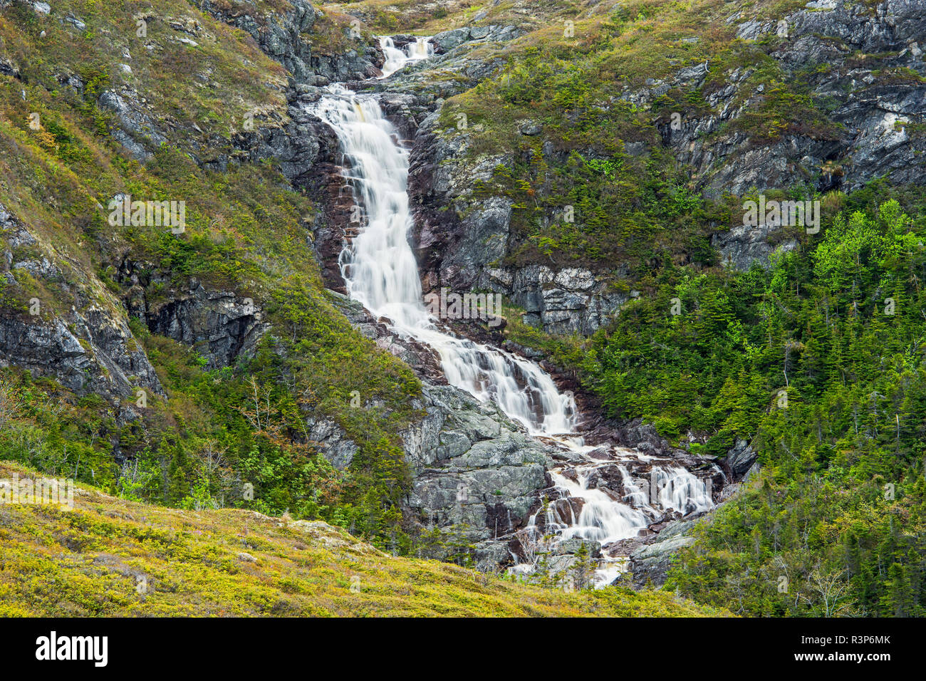 Canada, Terranova. Barachois cade a cascata. Foto Stock