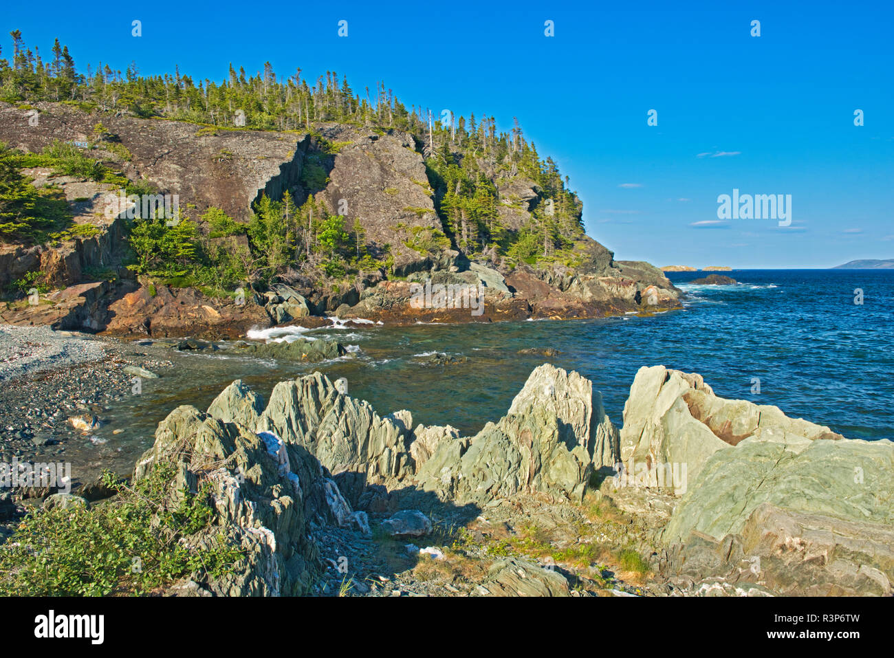 Canada, Terranova, Fleur de Lys. Costa rocciosa sulla Baie Verte penisola. Foto Stock