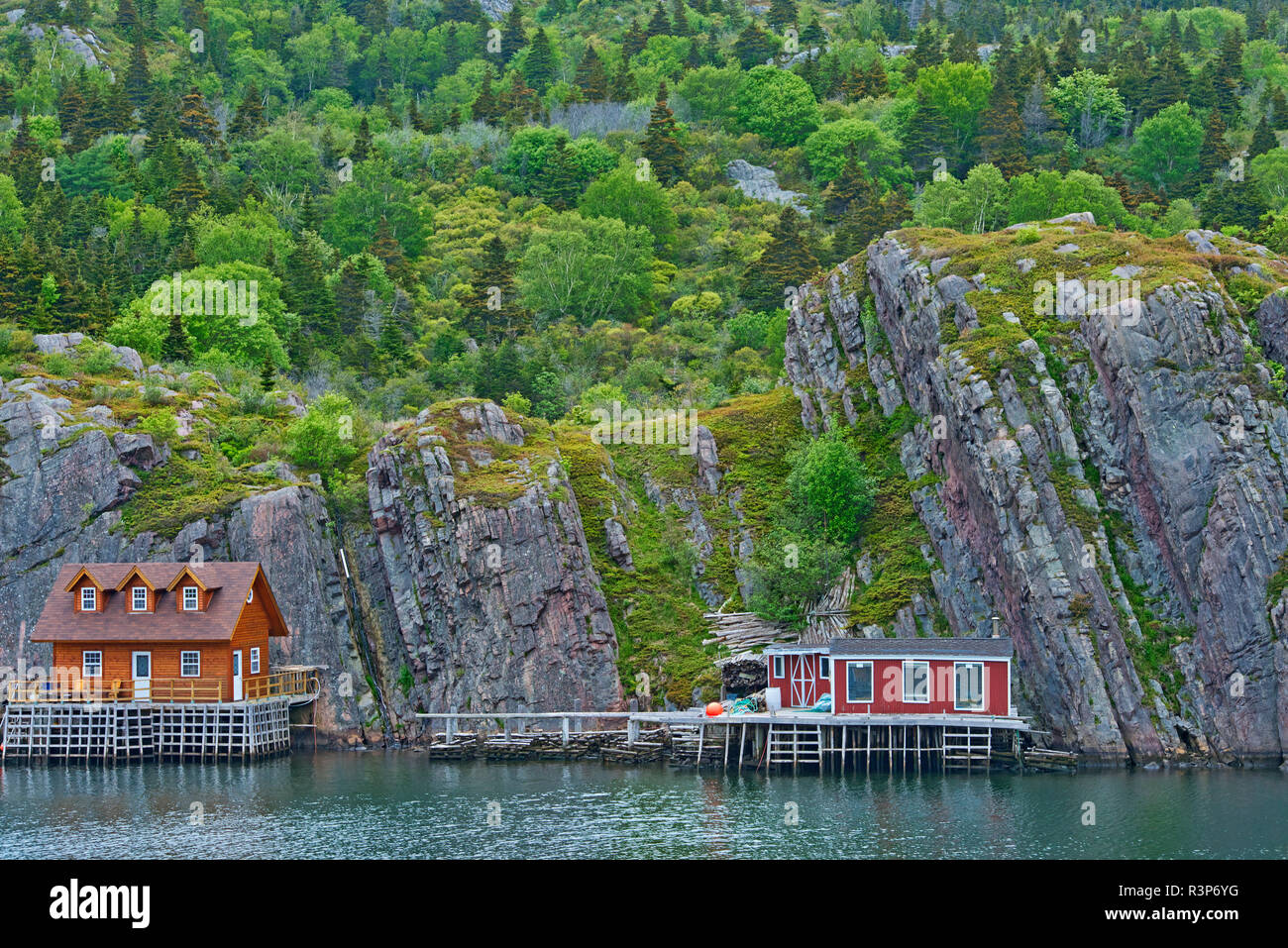 Canada, Terranova, quidi vidi. Casa di villaggio di pescatori. Foto Stock