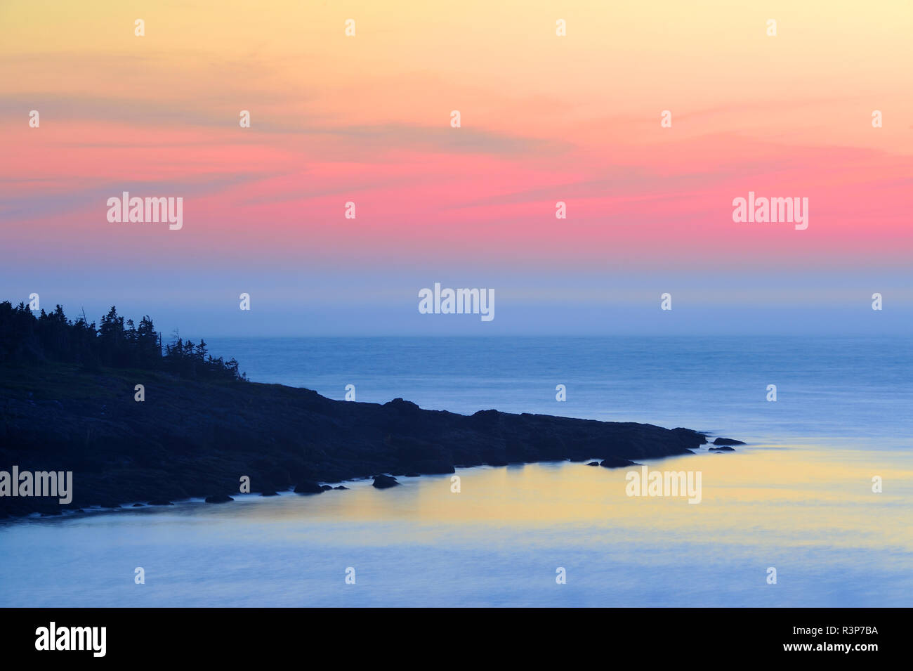 Canada, Nova Scotia, Whale Cove. Tramonto sulla Baia di Fundy. Foto Stock