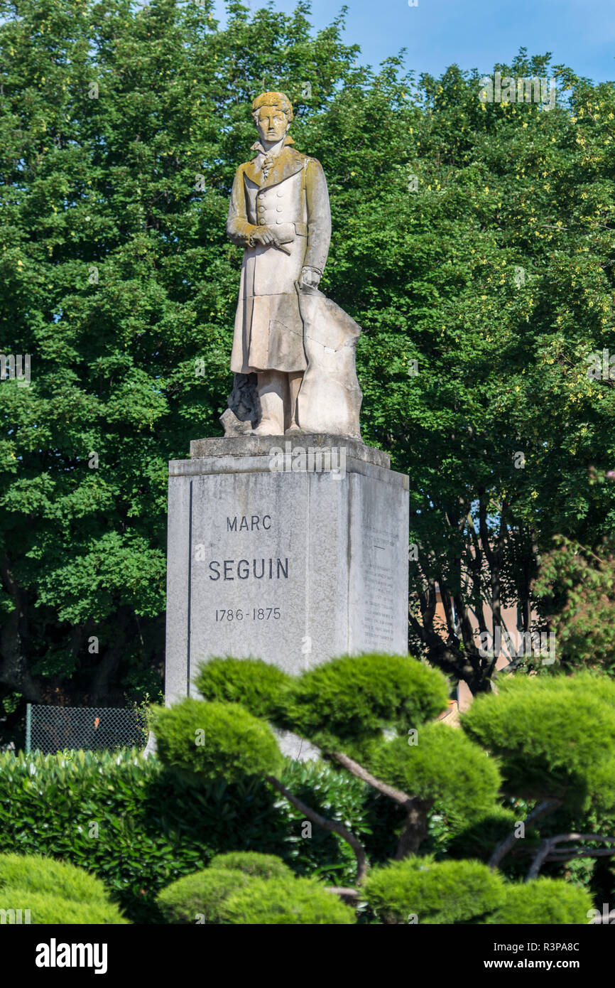 Statua di Marc Seguin, Tournon, Francia Foto Stock