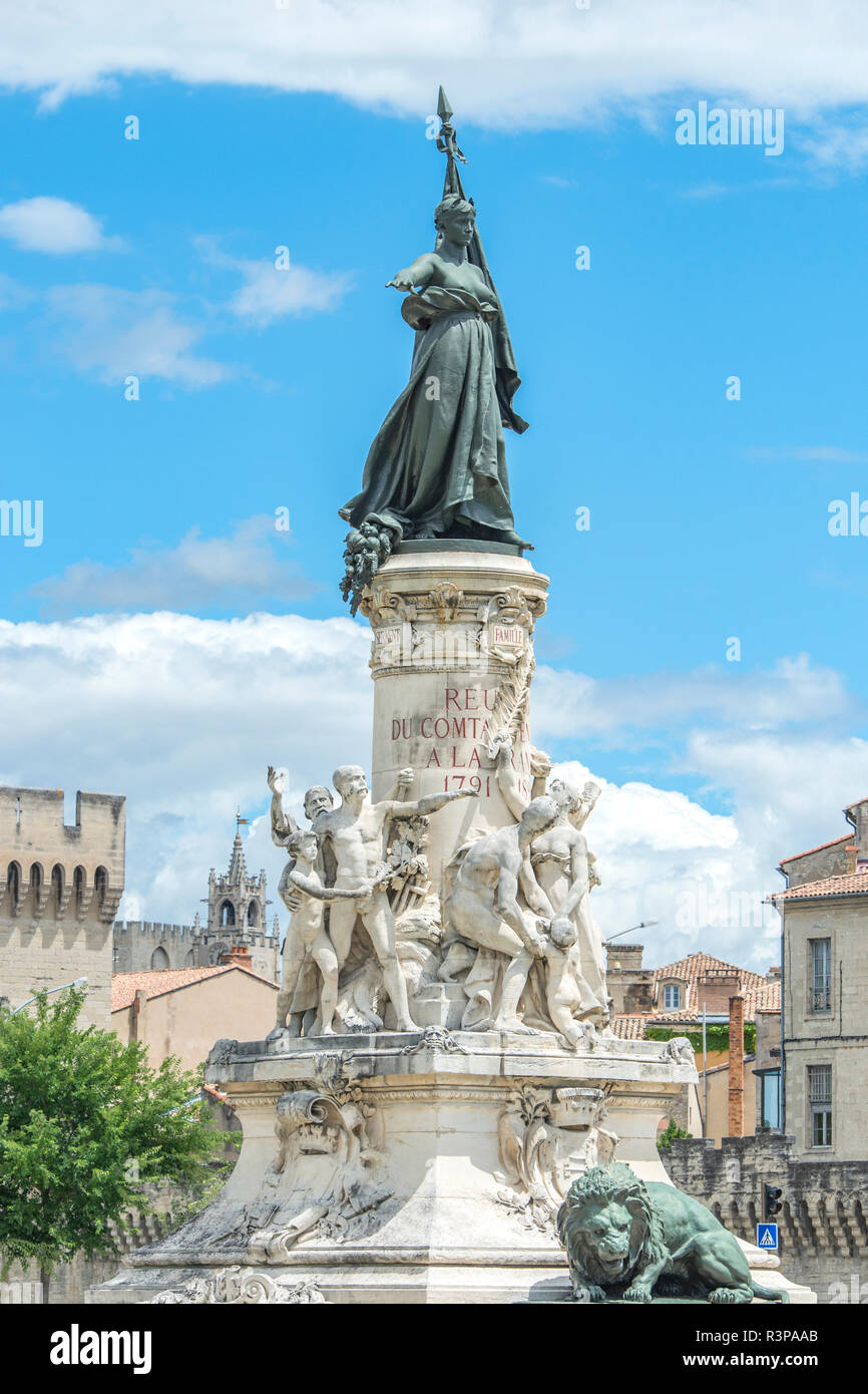 Monumento commemorativo del centenario dell'annessione di Avignon e Comtat alla Francia, Avignon, Francia Foto Stock