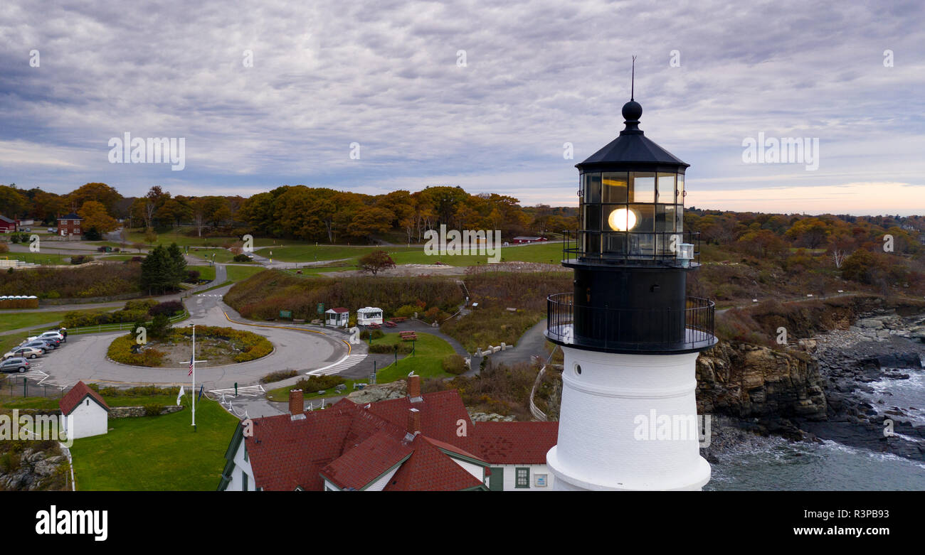 Vista aerea Portland Head Lighthouse tower stato del Maine Foto Stock