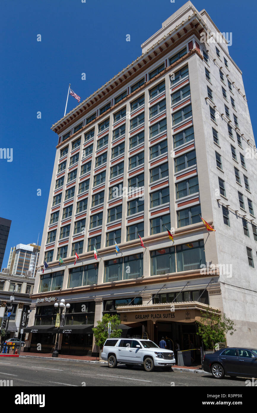 Il Gaslamp Plaza Suites hotel nel quartiere Gaslamp, San Diego, California, Stati Uniti, Foto Stock