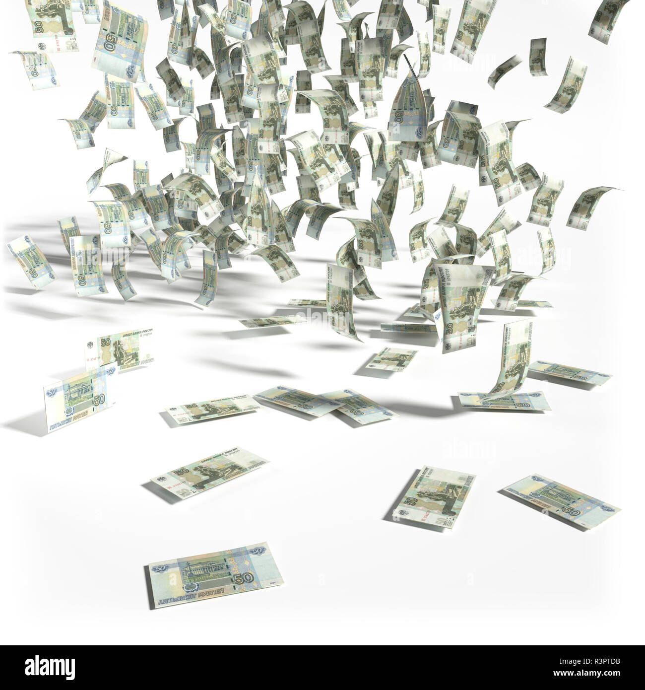 Spiccioli da 50 rubli fatture Foto Stock