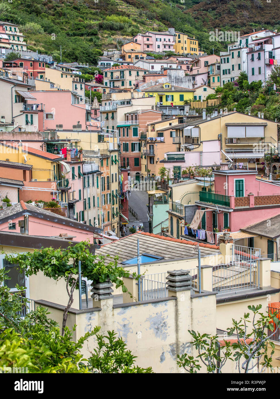 Elevata cityscape di città su una terrazza Foto Stock
