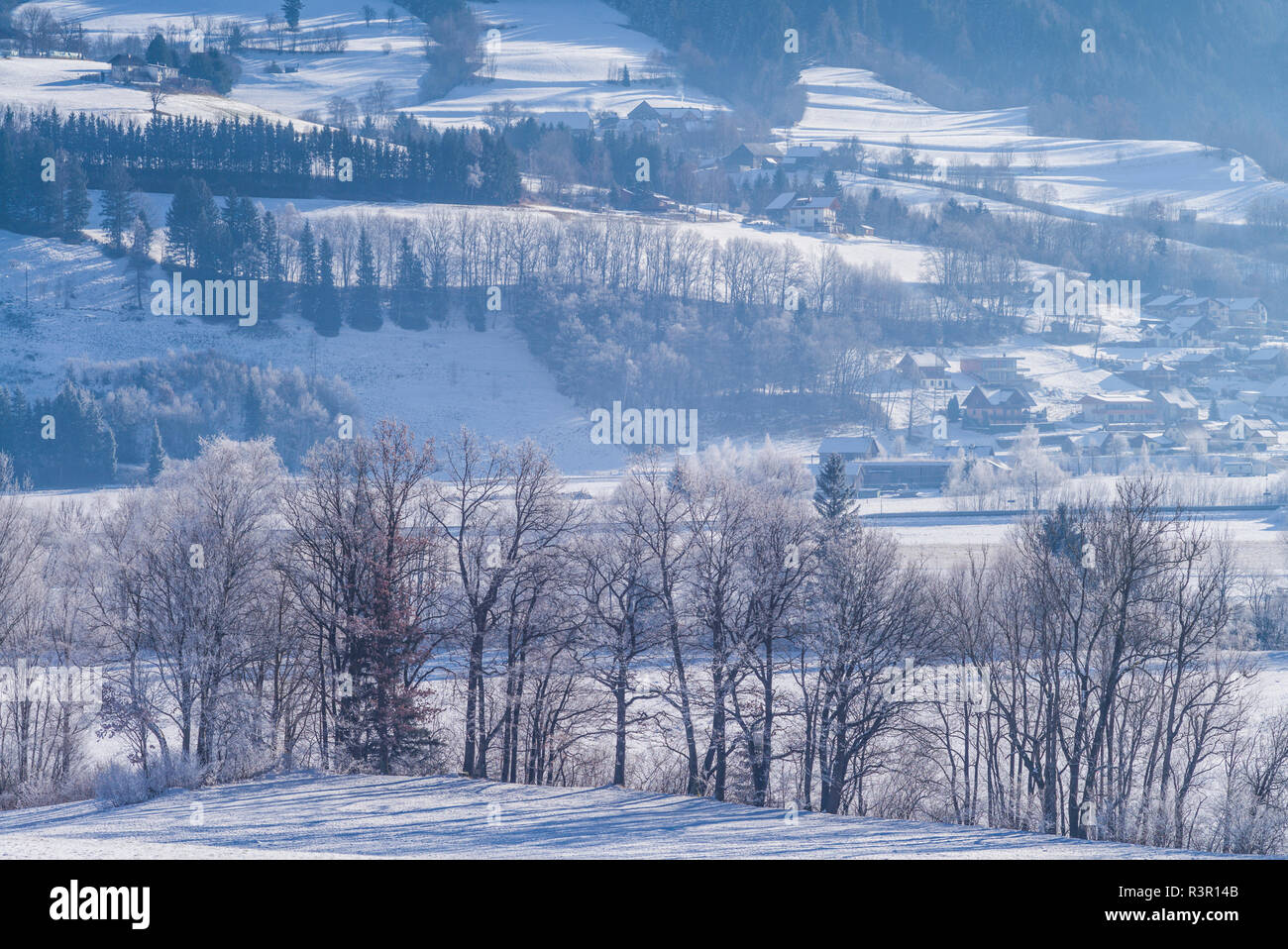 L'Austria, la Stiria, Oblarn, paesaggio invernale Foto Stock