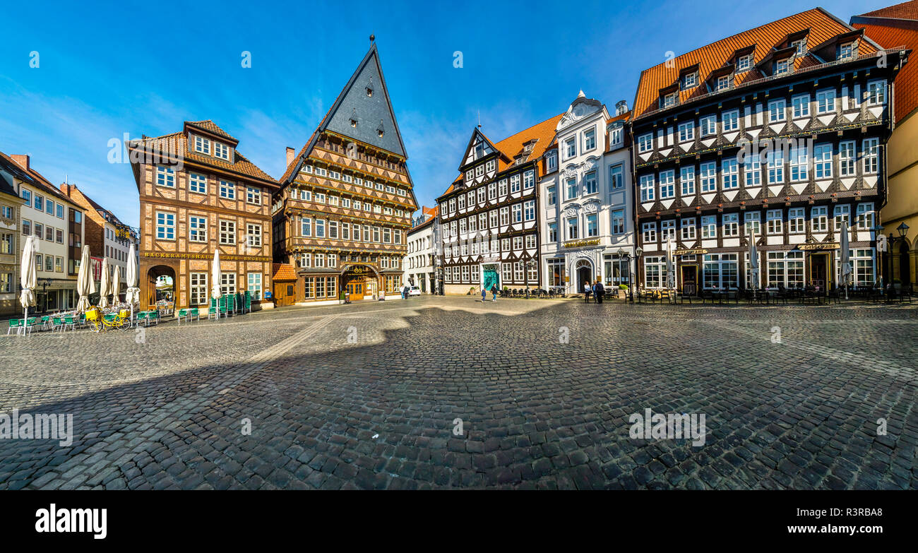 Germania, Hildesheim, vista di Macellai' Guild Hall presso la piazza del mercato Foto Stock