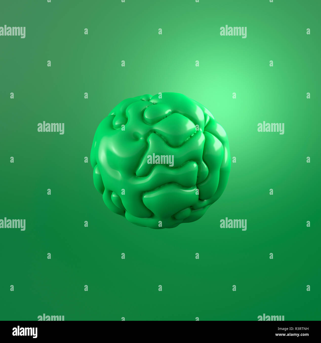 3D Rendering, molecola verde contro lo sfondo di colore verde Foto Stock