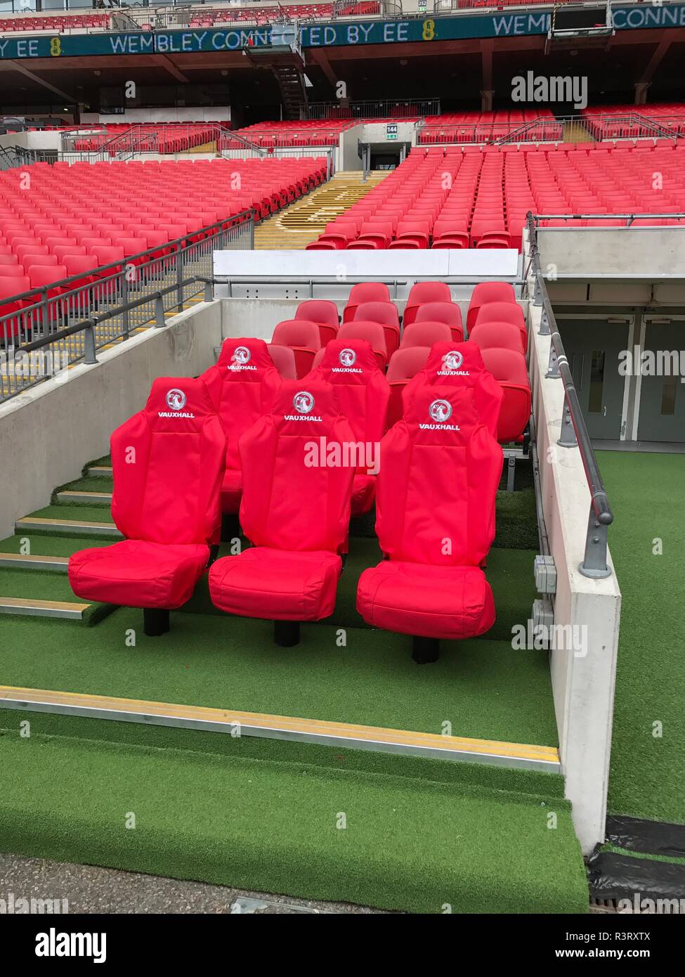 Lo stadio di Wembley panchina Foto Stock