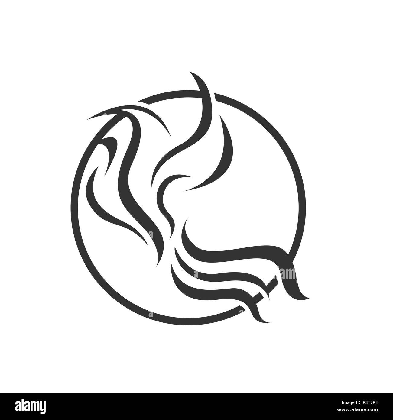 Abstract bird logo design in bianco e nero a colori. Isolato su sfondo bianco colore Illustrazione Vettoriale