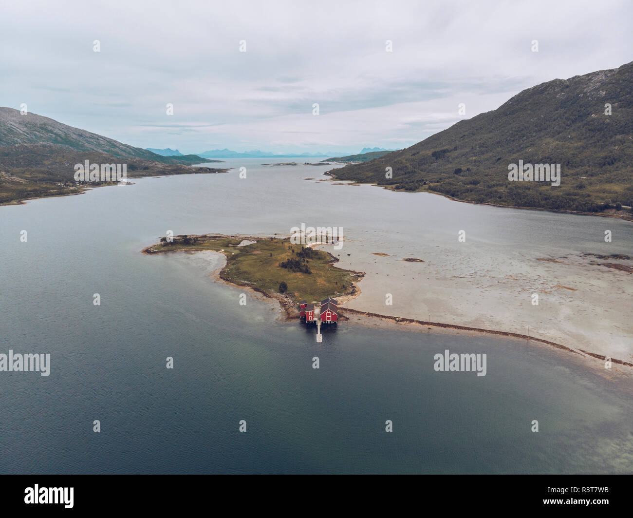 Norvegia, vista aerea dell'isola Foto Stock