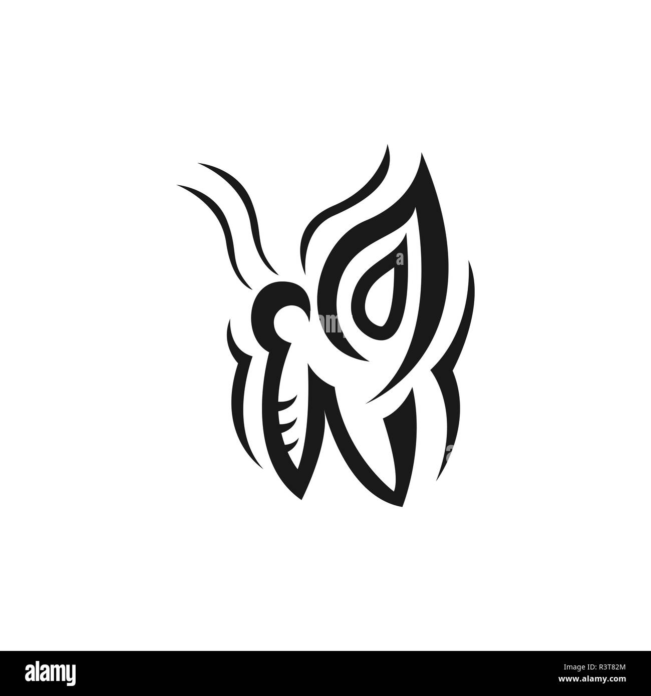 Abstract icona butterfly vettore nella tribale stile piatto per il web, grafica e progettazione per dispositivi mobili. Icona di farfalla vettore isolato su sfondo bianco Illustrazione Vettoriale