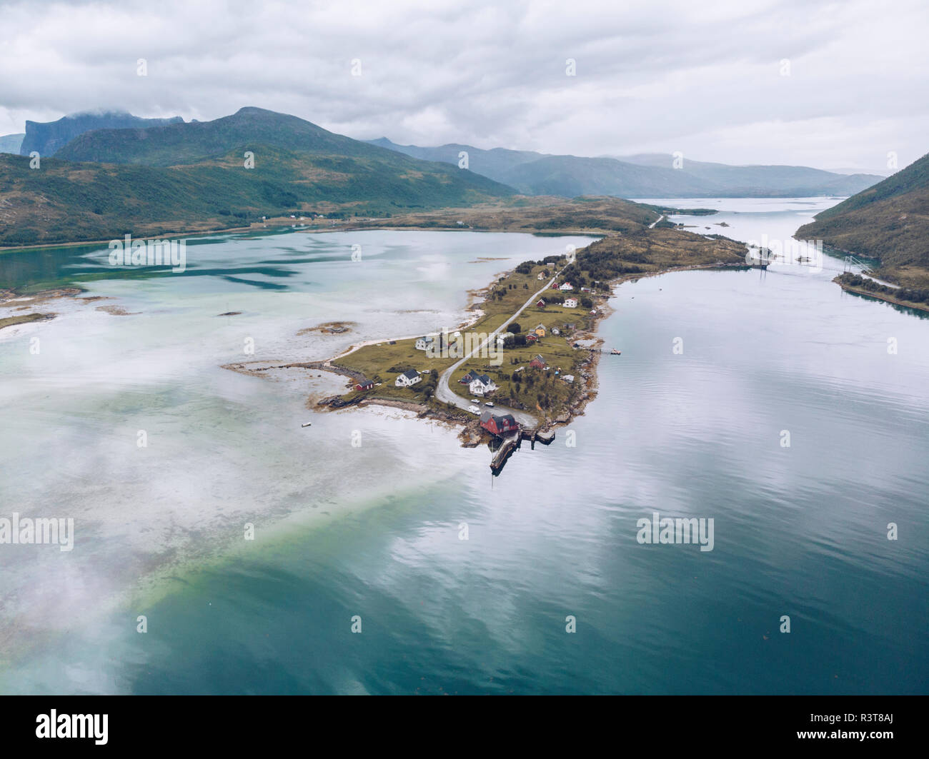 Norvegia, vista aerea di Senja Foto Stock