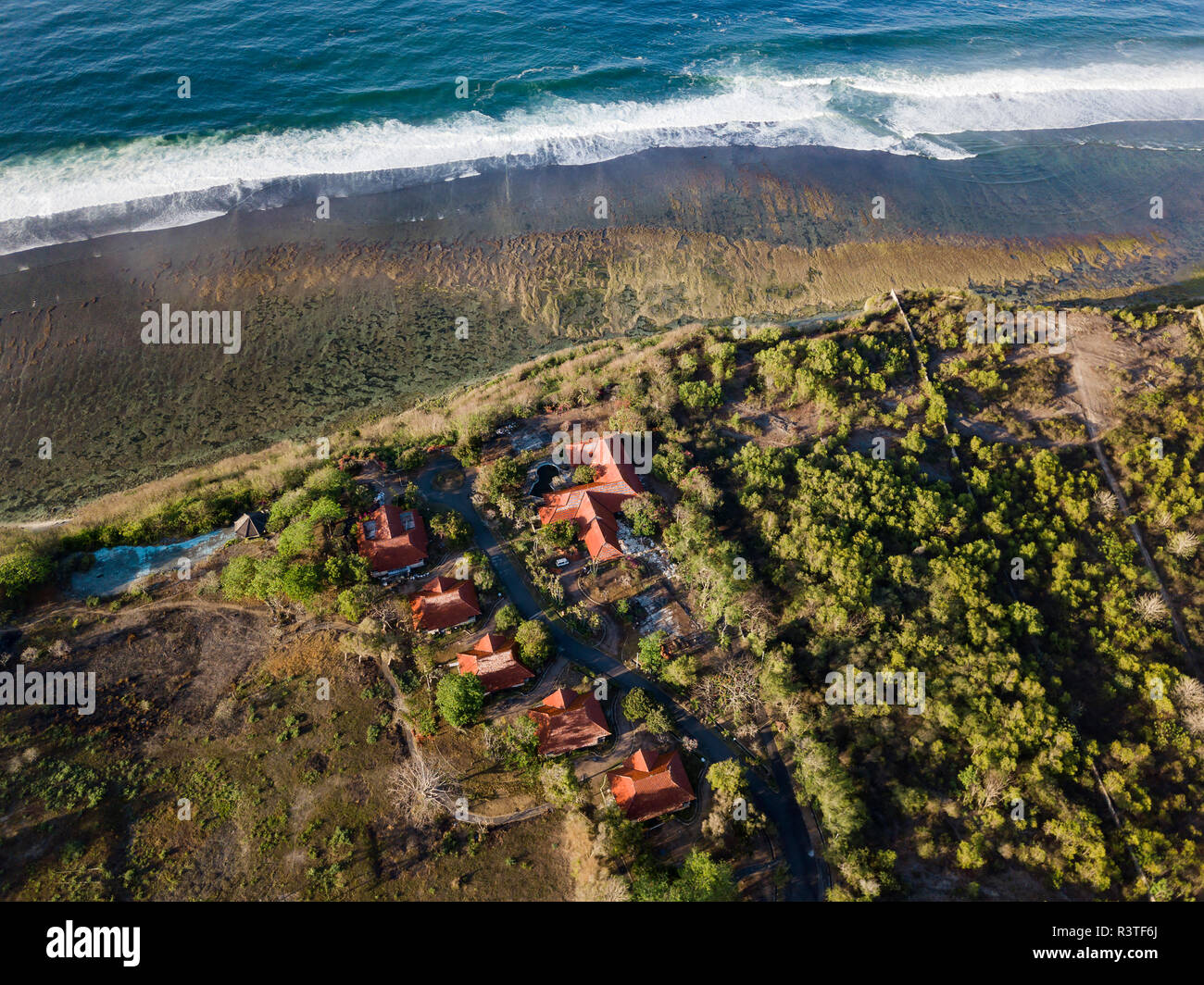 Indonesia, Bali, veduta aerea della ciotola verde beach Foto Stock