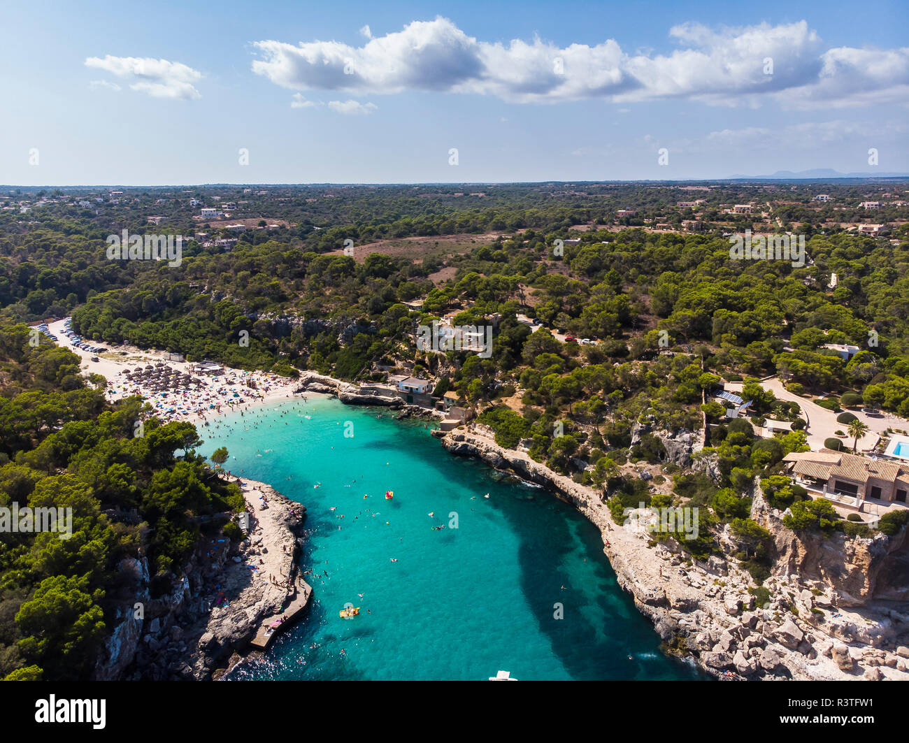 Isole Baleari Spagna, Mallorca, veduta aerea di Cala Llombards Foto Stock