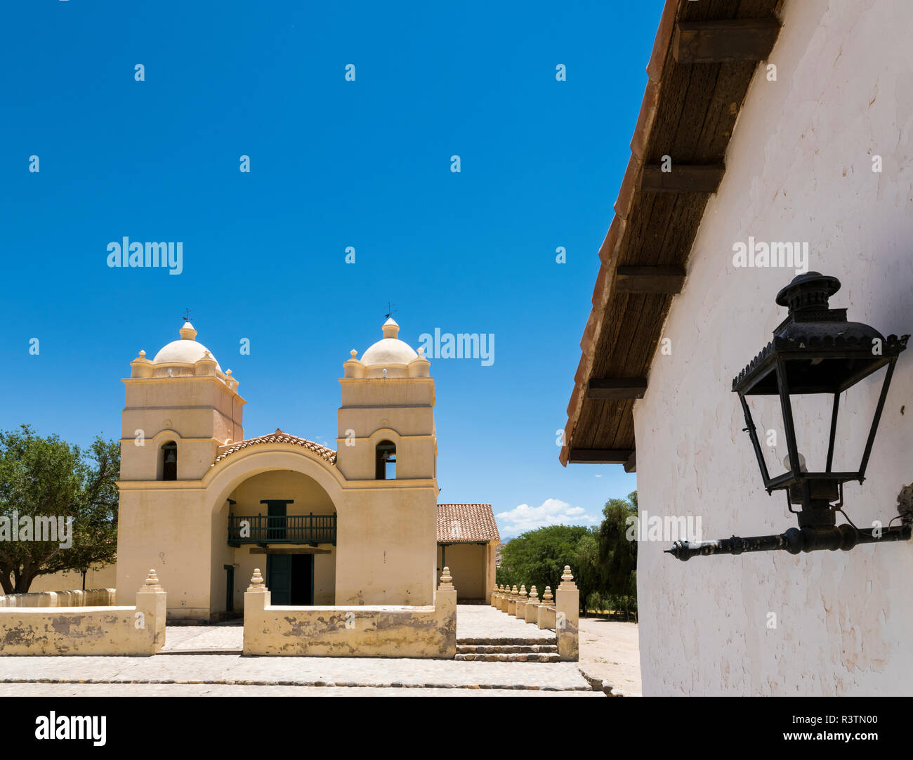 La Iglesia San Pedro Nolasco de Molinos. Molinos Village, Valles Calchaquies Regione, Provincia di Salta. Sud America, Argentina, Cafayate Foto Stock