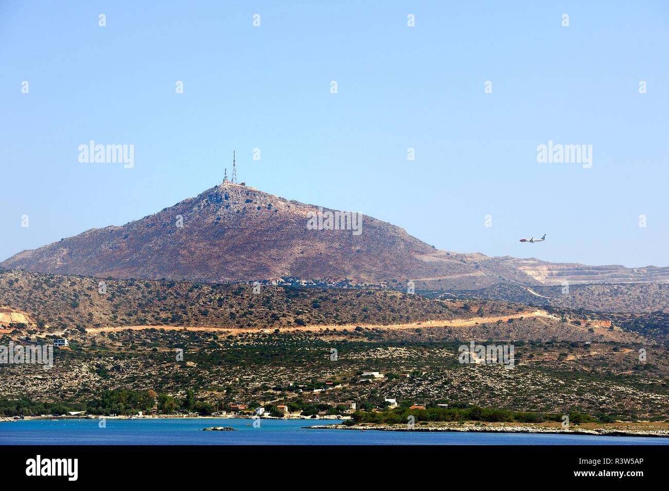 Aeroplano sull approccio finale a Chania Aeroporto Internazionale Foto Stock