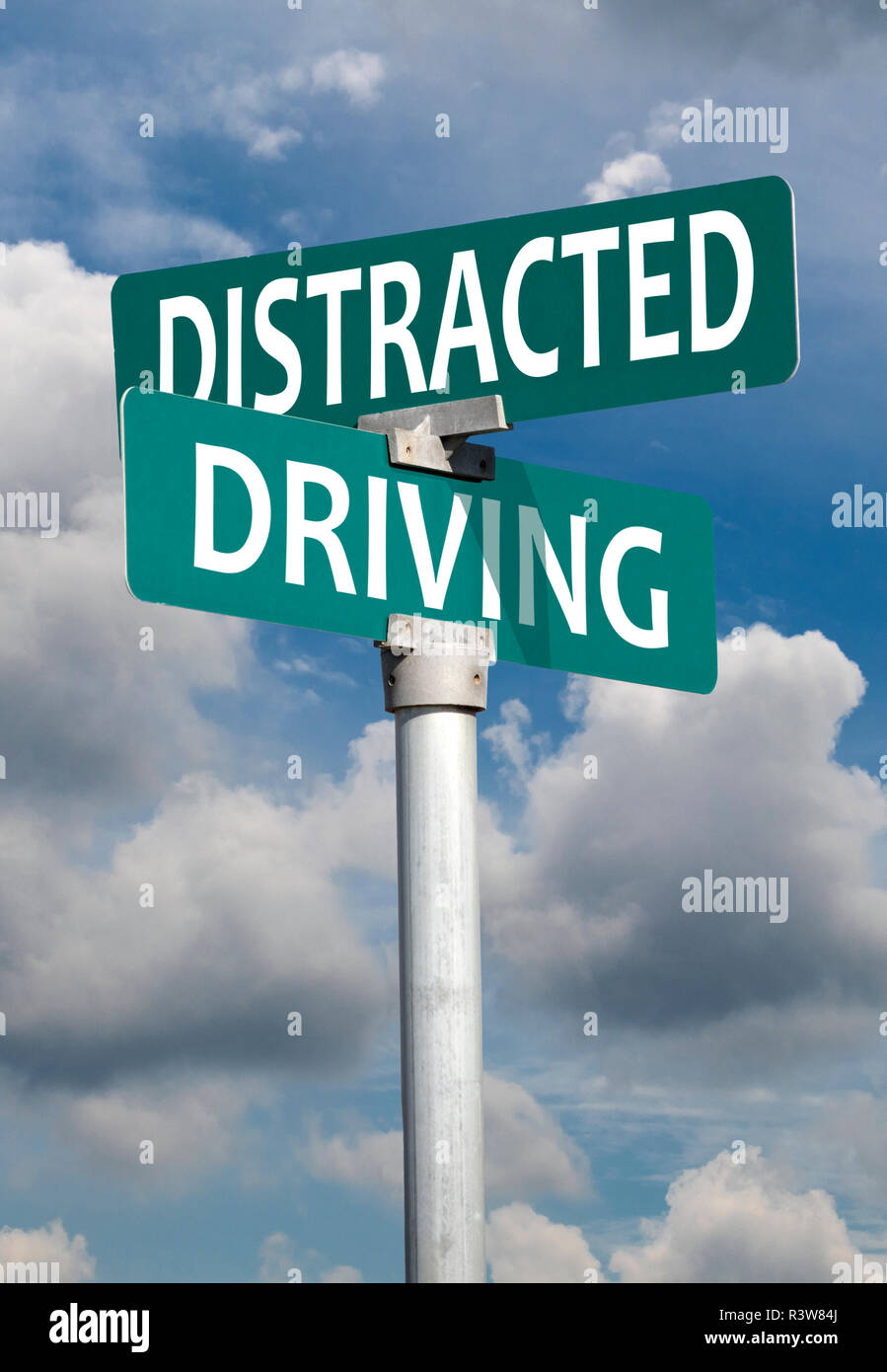 Distratto segno di guida Foto Stock