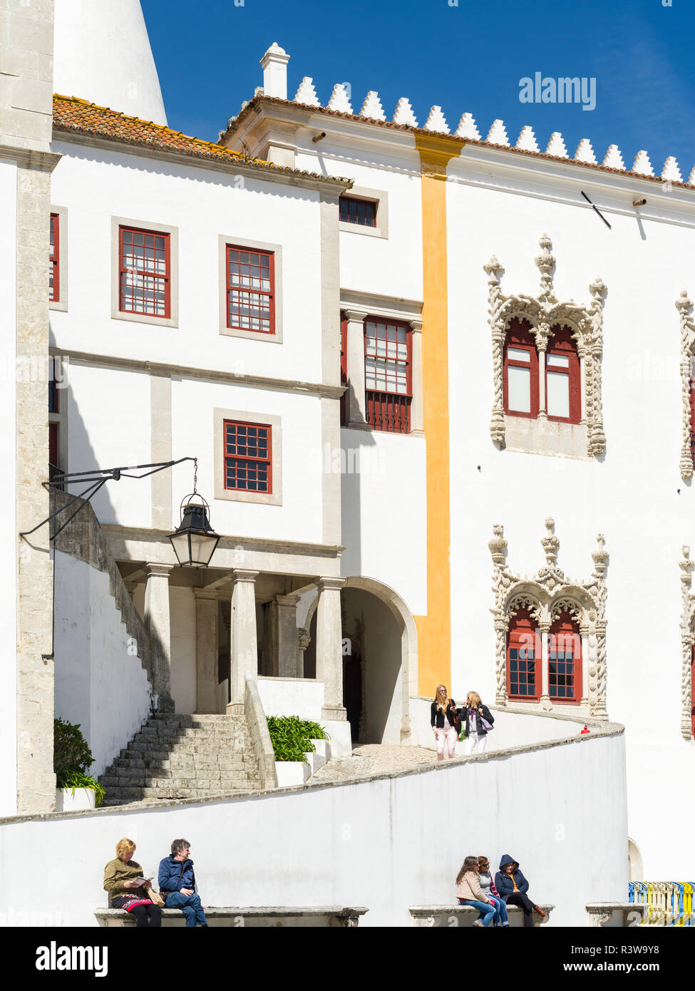 Palacio Nacional de Sintra, nei pressi di Lisbona, parte dell'UNESCO. L'Europa del sud, Portogallo Foto Stock