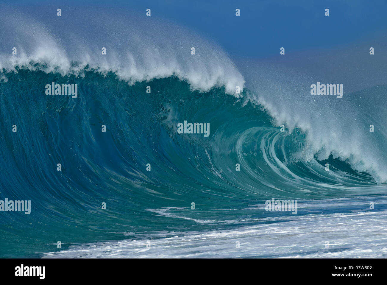 Stati Uniti d'America, Hawaii, Oahu, oceano pacifico, grande onda drammatico Foto Stock