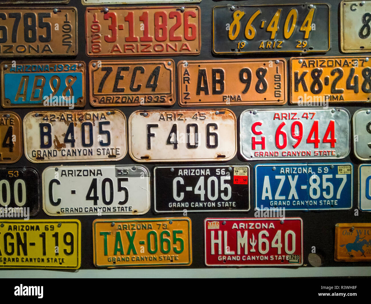 Stati Uniti d'America, Arizona, Wickenburg. Collezione del Museo storico di Arizona targhe. Credito come: Wendy Kaveney Jaynes / Galleria / DanitaDelimont.com Foto Stock