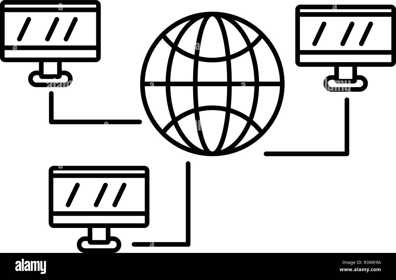Global network web icona. Schema Illustrativo del global network web icone vettoriali per il web design isolato su sfondo bianco Illustrazione Vettoriale