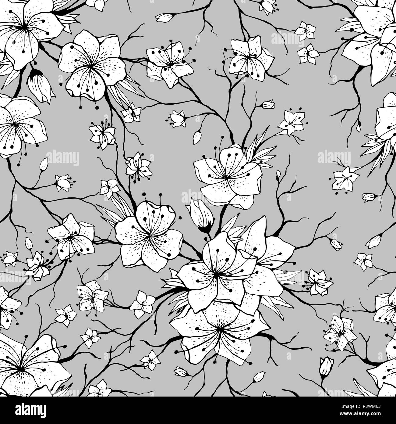 Sakura Rami Seamless Pattern Ciliegia Giapponese Texture
