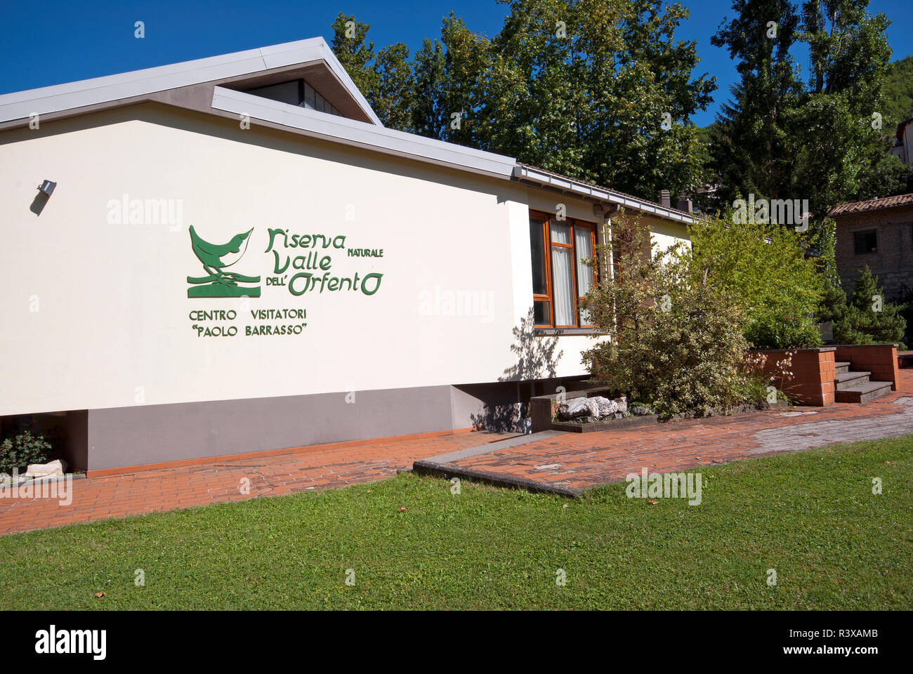 Centro Visitatori di Valle Orfento Riserva Naturale "Paolo Barrasso", il Parco Nazionale della Majella, Caramanico Terme, Pescara, Abruzzo, Italia Foto Stock