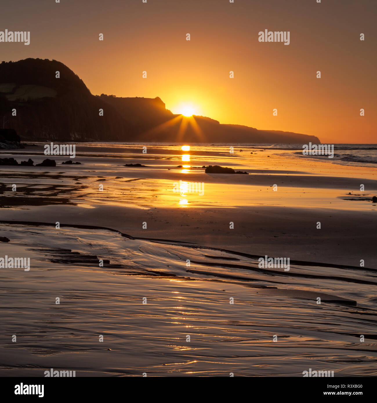 Sunrise over Jurassic Coast a Sidmouth Foto Stock