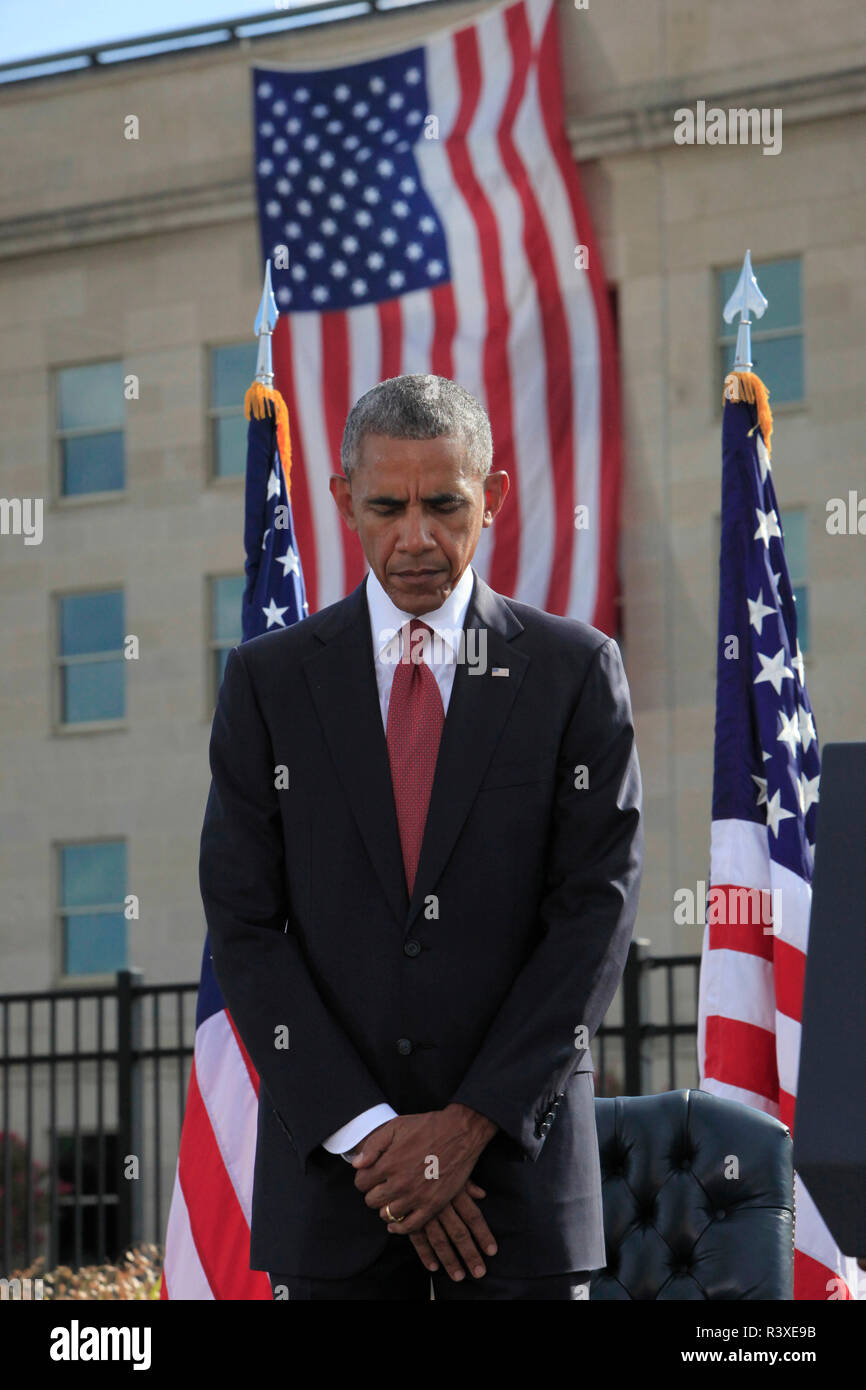 Il presidente Barack Obama offre commento al memoriale di cerimonia di osservanza Foto Stock