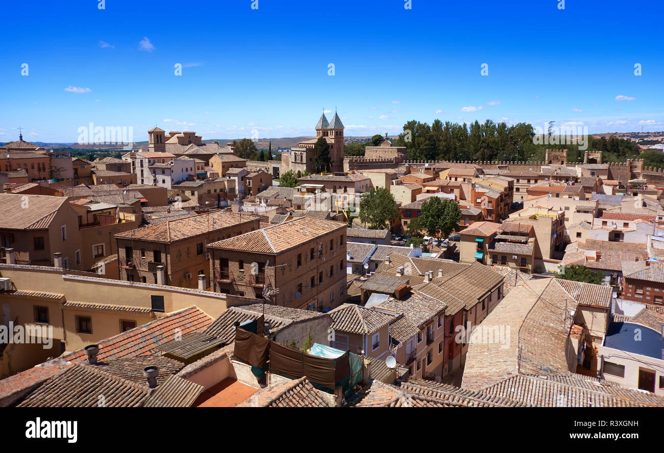 Toledo skyline di antenna in Castiglia La Mancha di Spagna Foto Stock