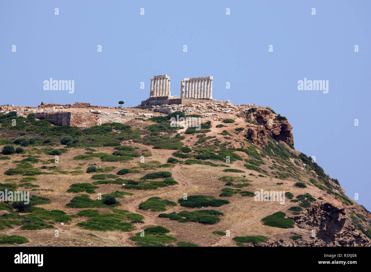 Tempio di Poseidone a Capo Sounion, Grecia Foto Stock